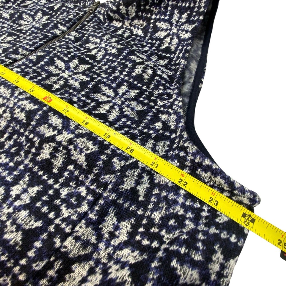 Talbots‎ Knit Vest Full Zip Navy Blue Faux Fur Trim Hood Snow Flake Nordic 2X - Picture 14 of 16